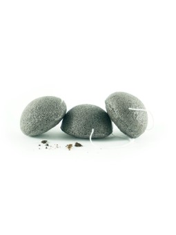 ESPONJA FACIAL DE FIBRA DE KONJAC Con CARBÓN DE BAMBÚ